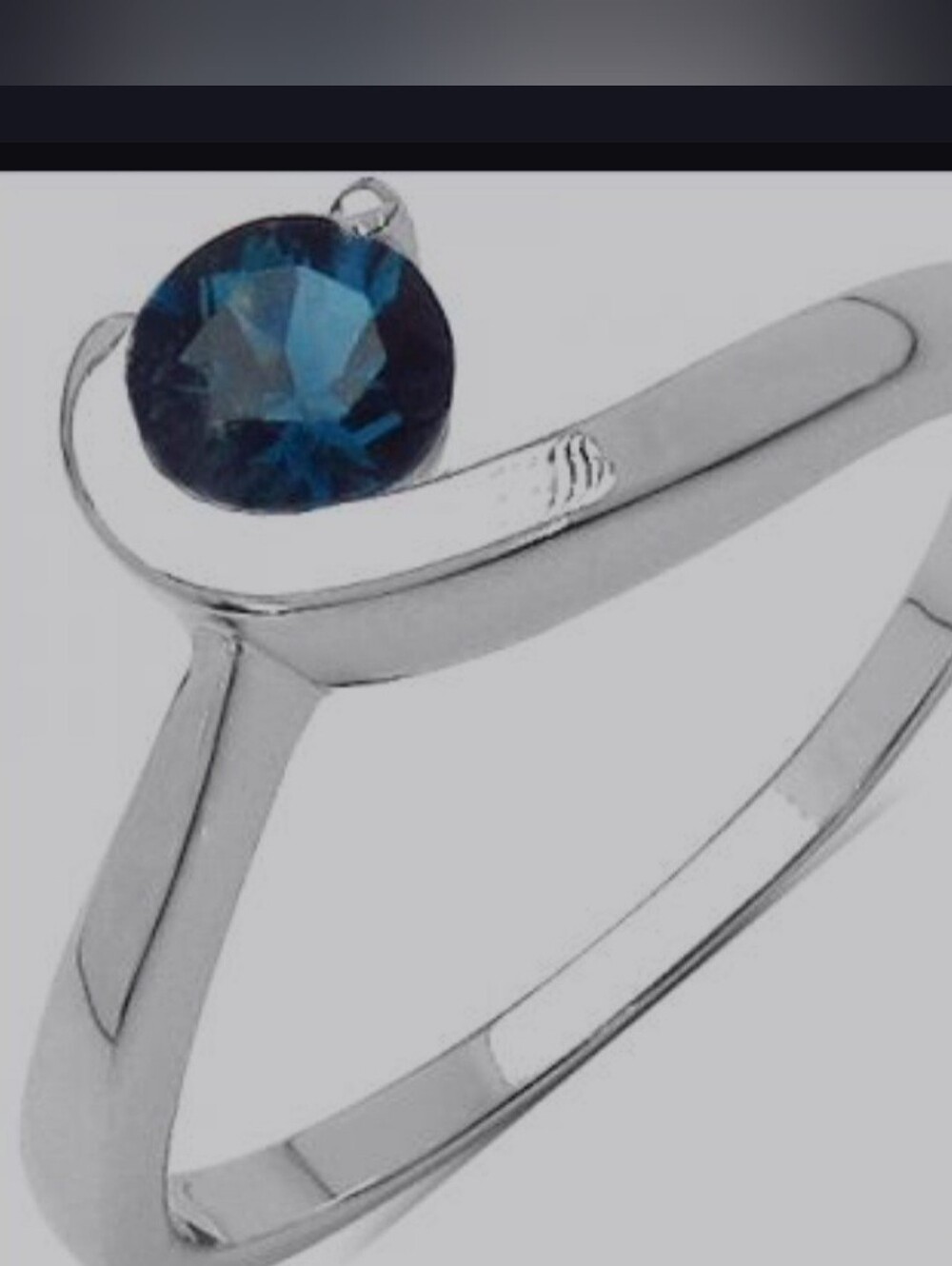 London Blue Topaz 0.42 CTW Sterling Silver Rhodium Ring Size 7